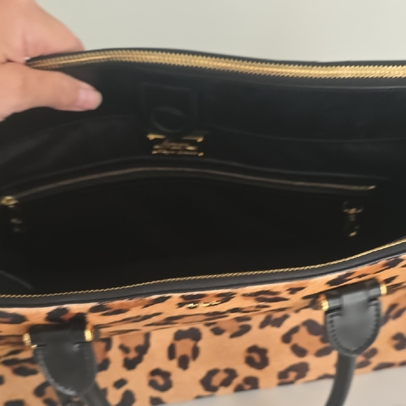 Ralph Lauren Leopard Print Satchel - Black and Tan - Picture 6 of 9
